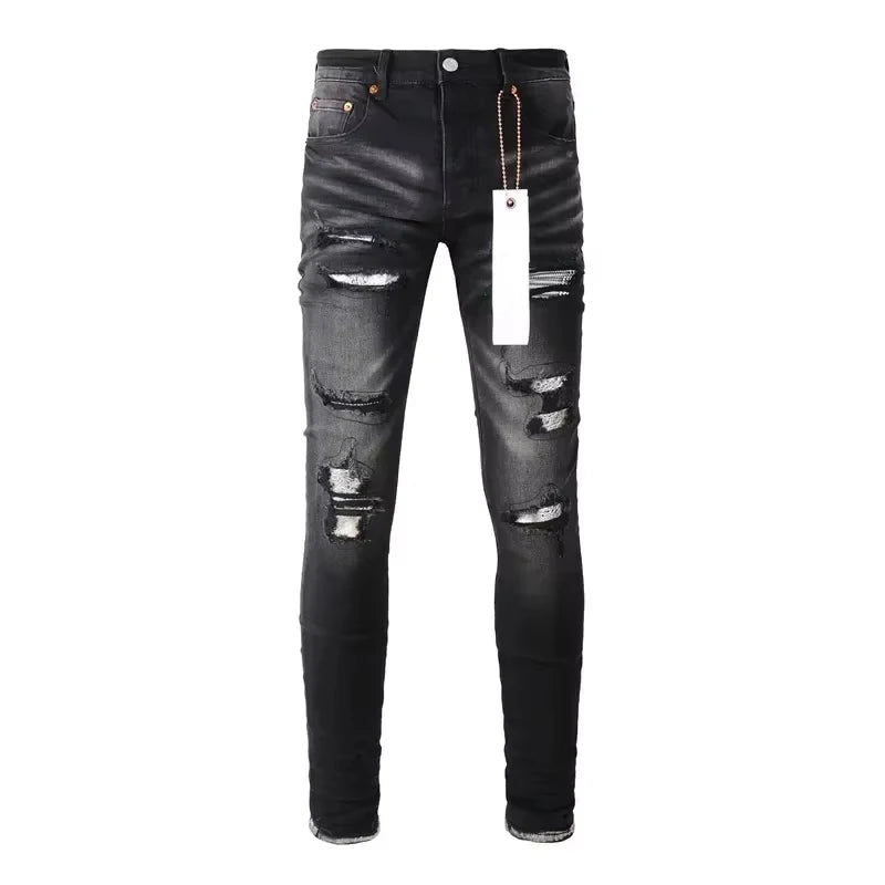 Men Jeans American High Street Black Pleated Basic Model New Fashion Trend High Quality Jeans