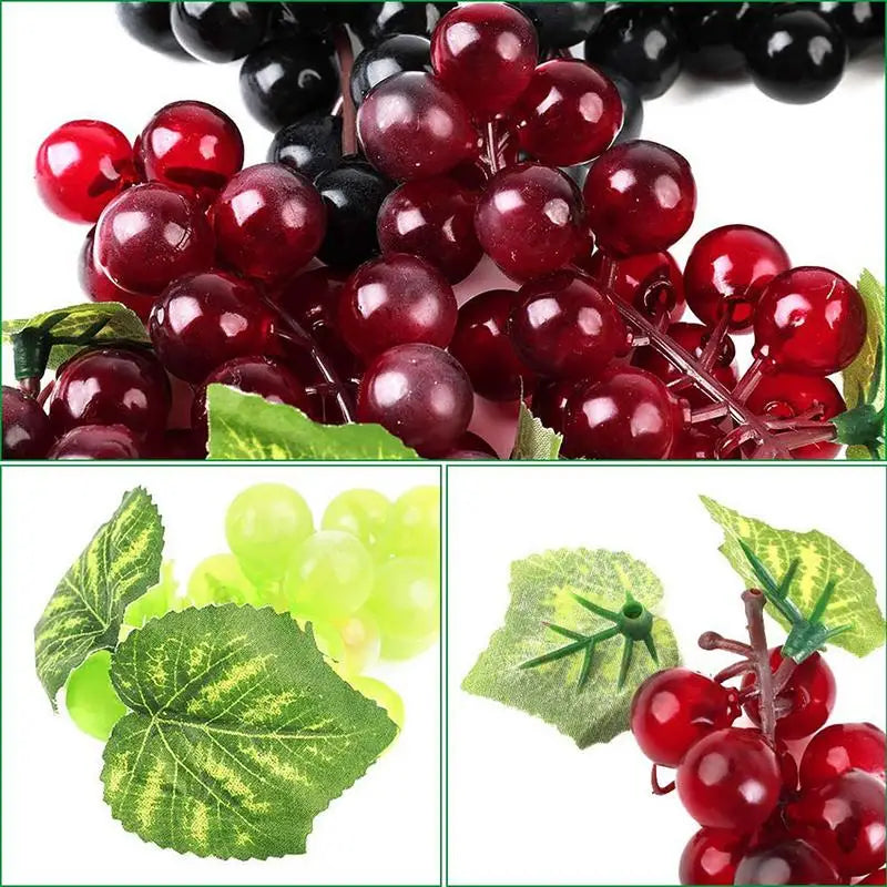 Artificial Grapes Cluster Artificial Fruit Grape Simulated Grape Plastic Bunches Fake Grapes Cluster for Home Decoration
