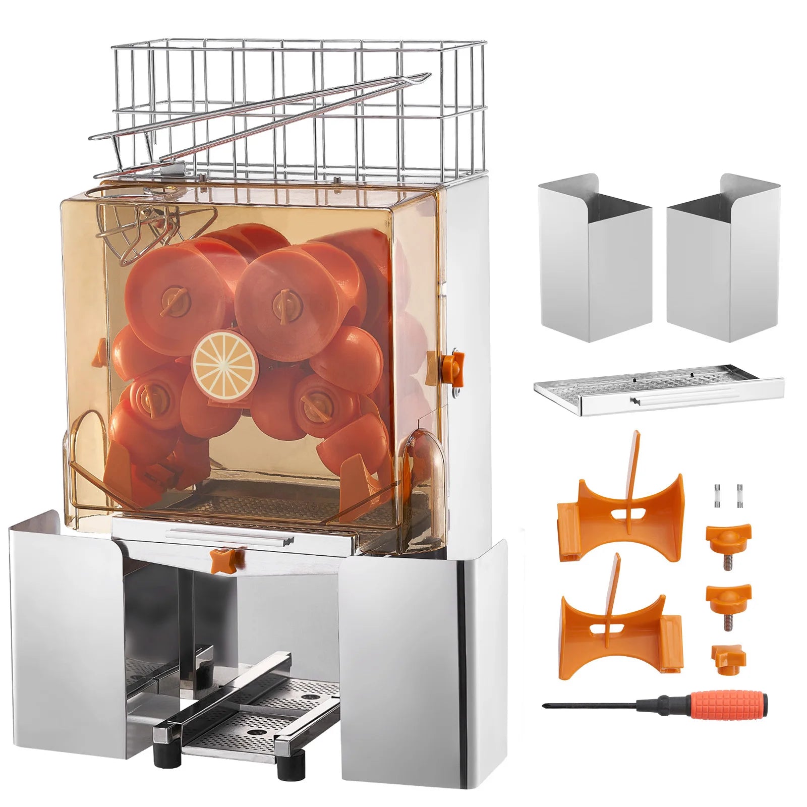 SucceBuy Commercial Orange Juicer Machine Automatic Juice Extractor Stainless Steel Orange Squeezer with Pull-Out Filter Box ﻿