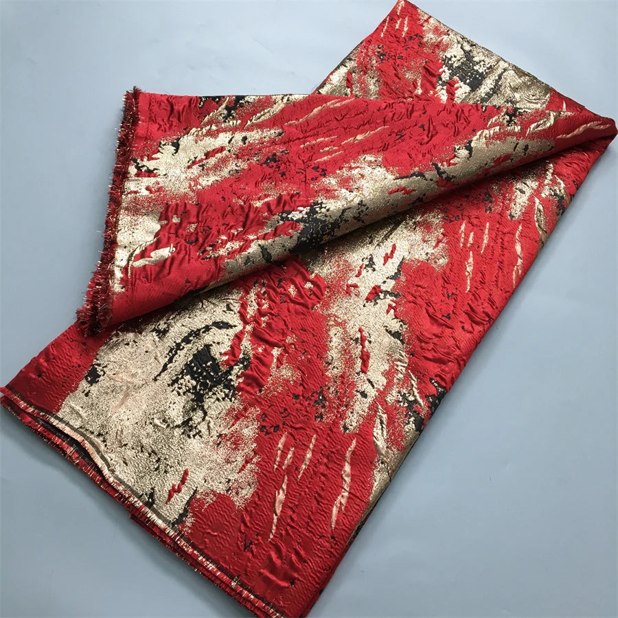 Luxury Nigerian Jacquard Lace Fabric Gilding French African Broacde Lace Fabric 2025 High Quality Damask Dress for Women A4085