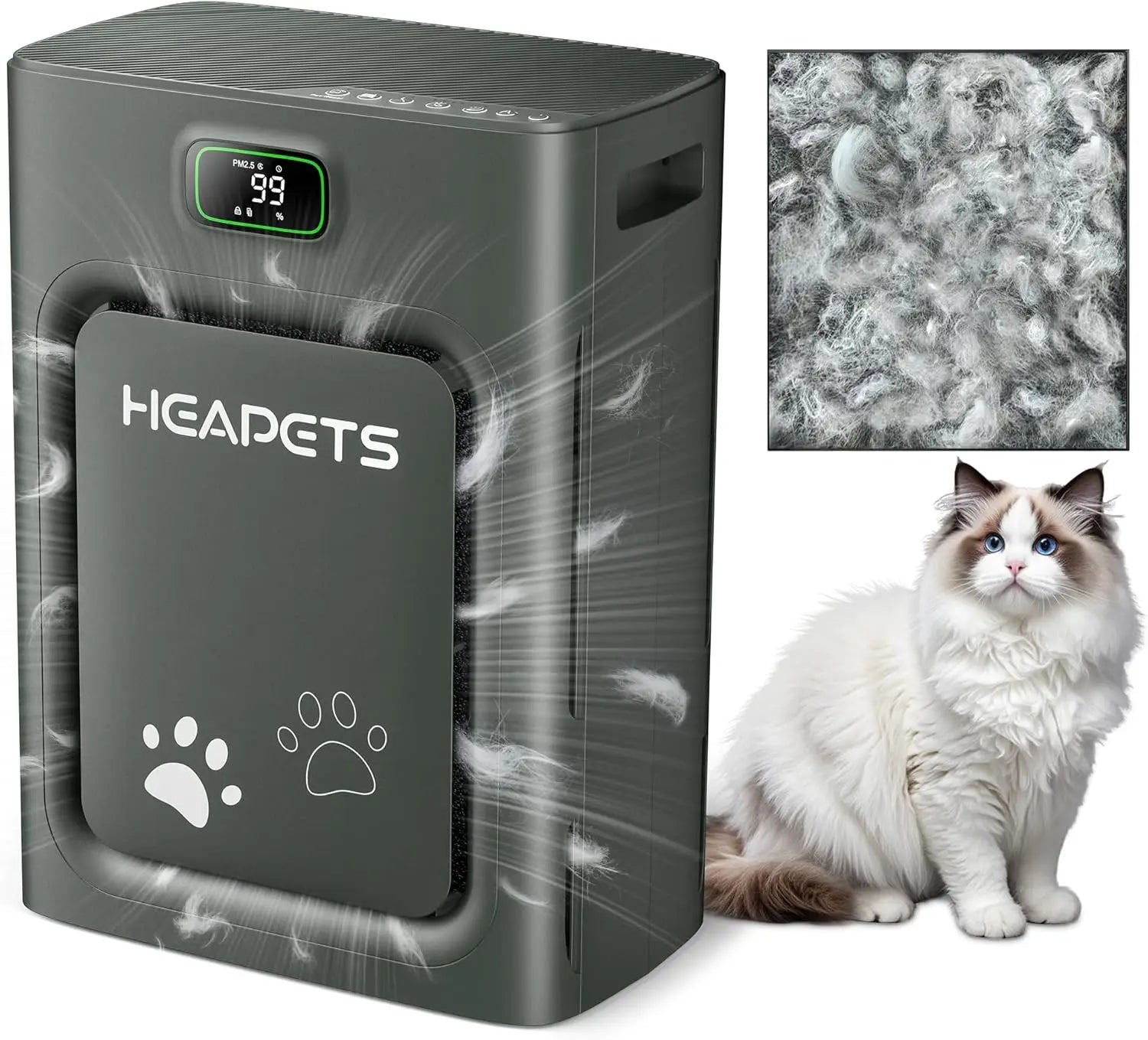 Pet Air Purifier for Home Large Room 2500 sq ft,H13 HEPA Washable Double-Sided Filter,Air Cleaner for Pet Hair Dander Odor Aller