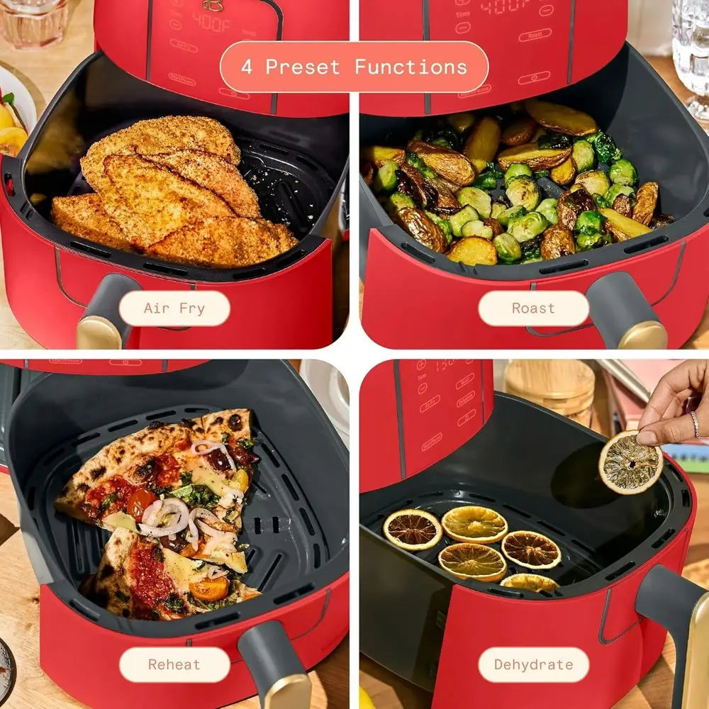 6 Quart Digital Air Fryer, Large Touch Screen with Programmable Time and Temperature, 4-in-1 Roasting, Reheating, Dehydrating, N