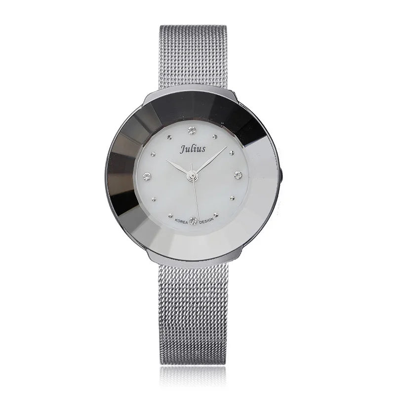 Moving Rhinestone Julius Lady Women's Watch Japan Quartz Elegant Fashion Hours Bracelet Stainless Steel Girl's Birthday Gift Box