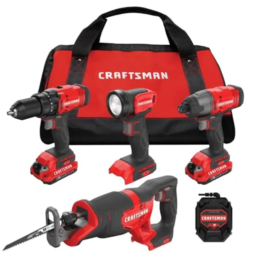 【Spot goods】V20 Cordless 4-Tool Power Tool Combo Kit with 2 Batteries and Charger CMCK400D2