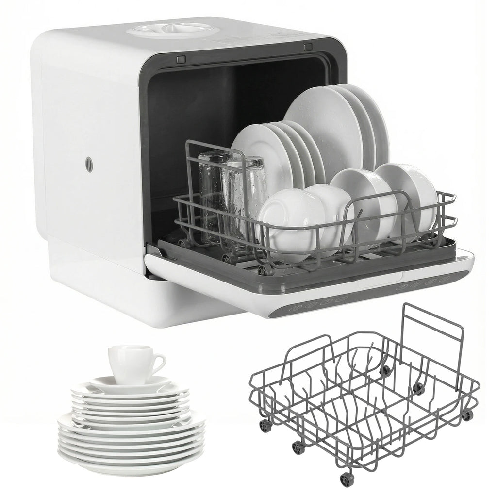 Countertop Dishwasher No Hookup Needed Mini Dishwasher 360° Dual Spray High-Temp& Air-Dry Function for Apartments& RVs