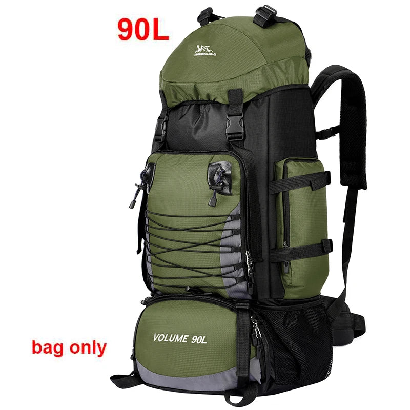 90L Large Camping Backpack Travel Bag Men's Women Luggage Hiking Shoulder Bags Outdoor Climbing Trekking Sports Rucksack Nylon