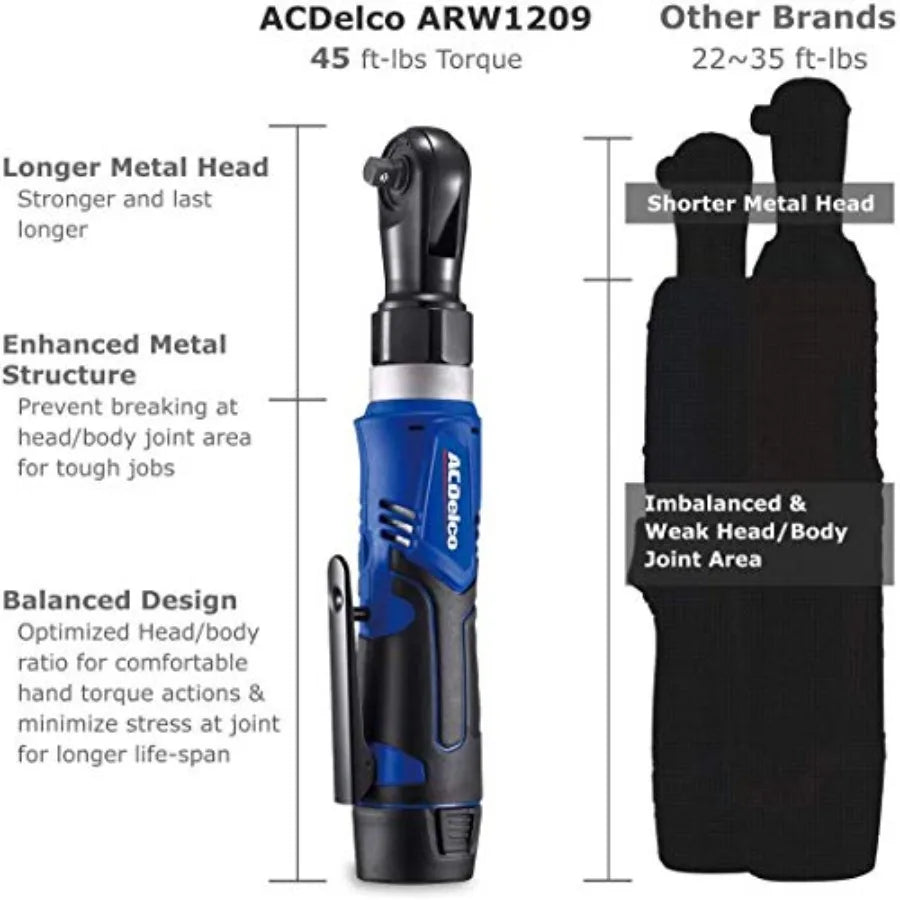 【Spot goods】ACDelco ARW1209-K14 G12 Series 12V Li-ion Cordless 3/8" Rachet Wrench and Impact Wrench Combo Tool Kit