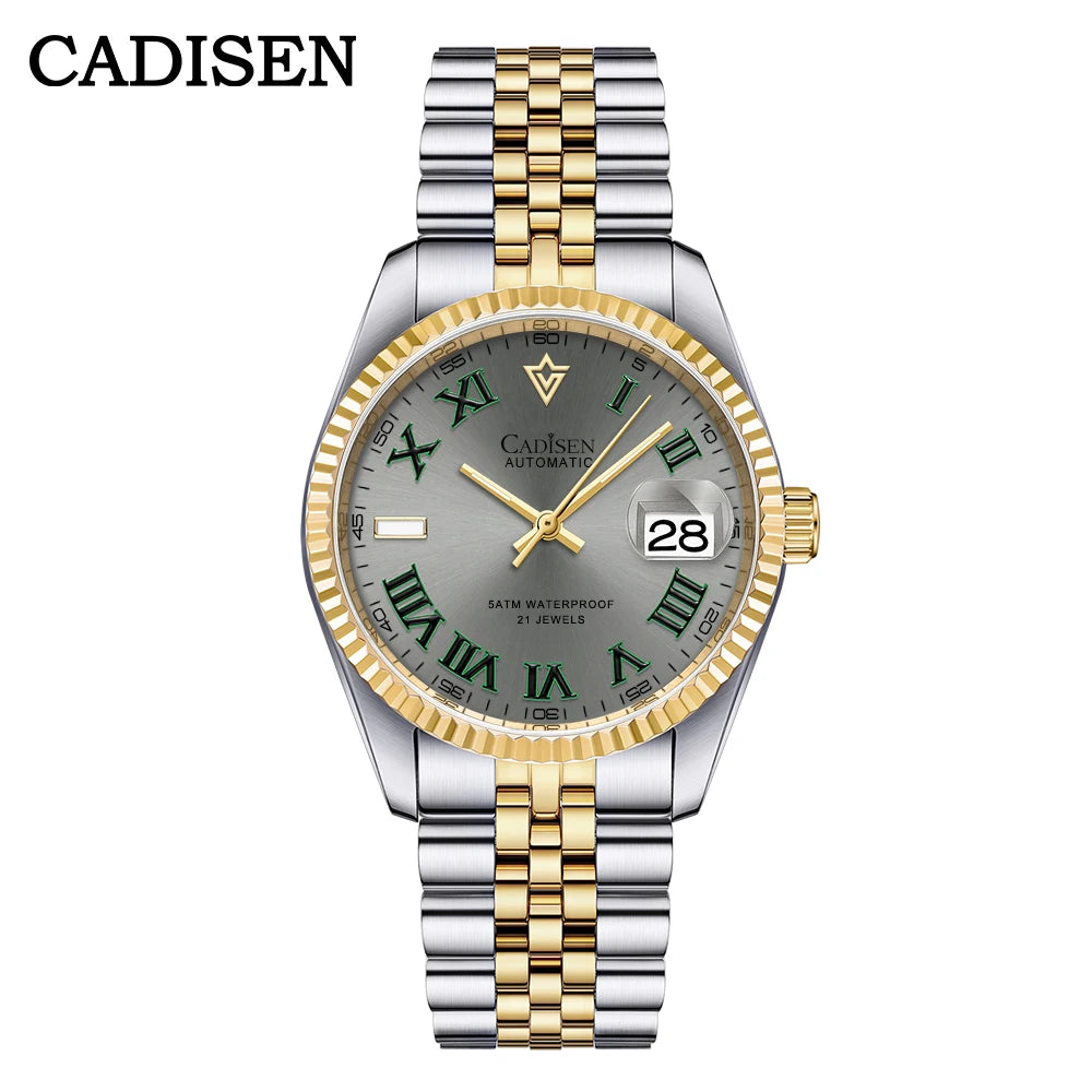 CADISEN 38MM Men's Automatic Mechanical Watch Luxury AR Sapphire Glass Waterproof Stainless Steel MIYOTA 8215 Men Wristwatch