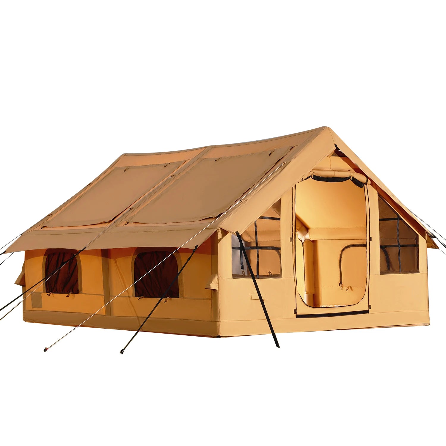 VEVOR Inflatable Tents for Camping Easy Setup Blow up Tent with Hand Pump Glamping Tent with Skylight Stove Jack & Mesh Windows