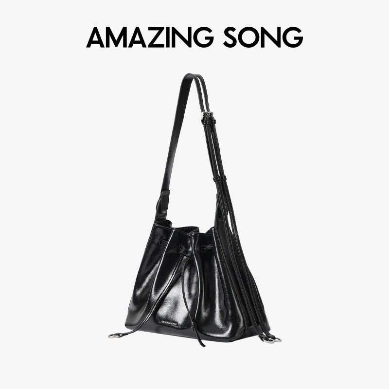 Amazing Song Donut Drawstring Bucket Bag Women's Diagonal Package Autumn Faux Suede 2025 New Original Design Women's Fashion Bag