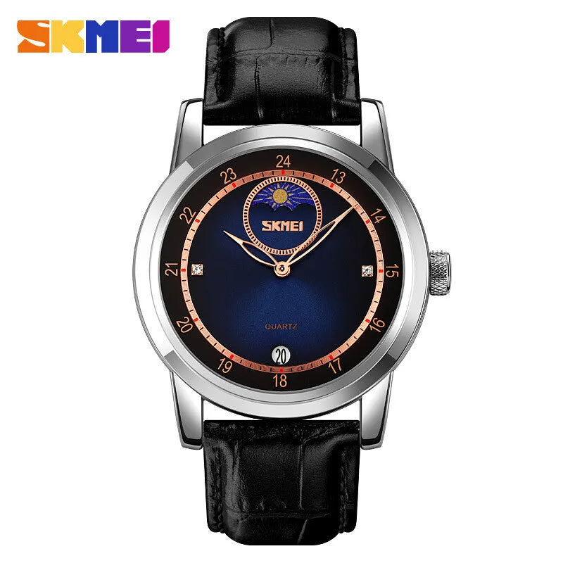 Moon Phase BusinWaterproof Quartz Wristwatch Men Fashion Watch SKMEI 9300