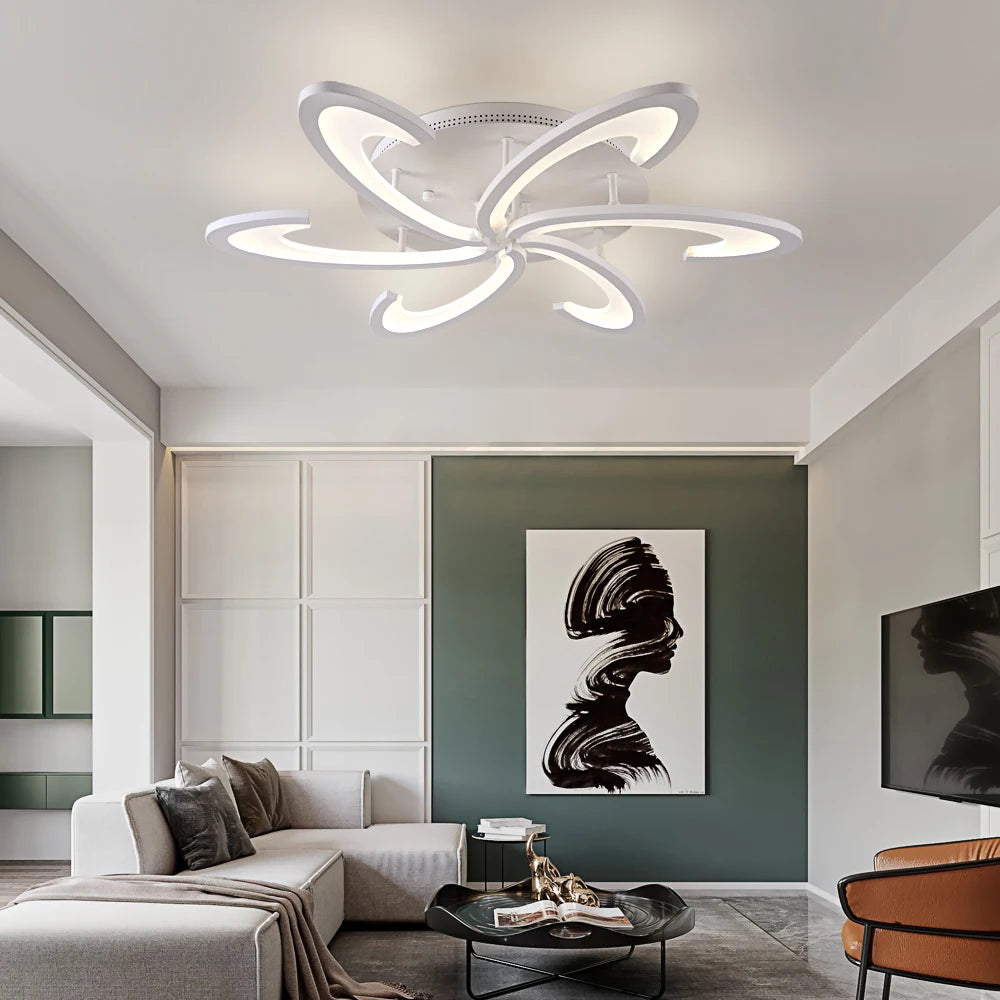 Modern Led Chandeliers Living Dining Room Bedroom Flower Acrylic Aluminum kitchen Ceiling Lamp Home Decor Fixture Pendant Light
