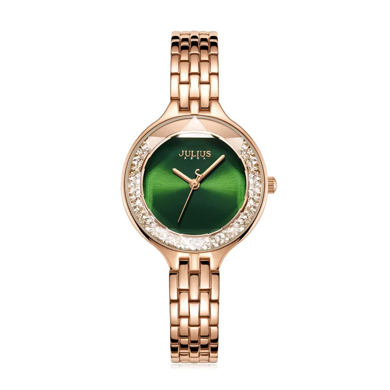 Moving Rhinestone Julius Lady Women's Watch Japan Quartz Elegant Fashion Hours Bracelet Stainless Steel Girl's Birthday Gift Box