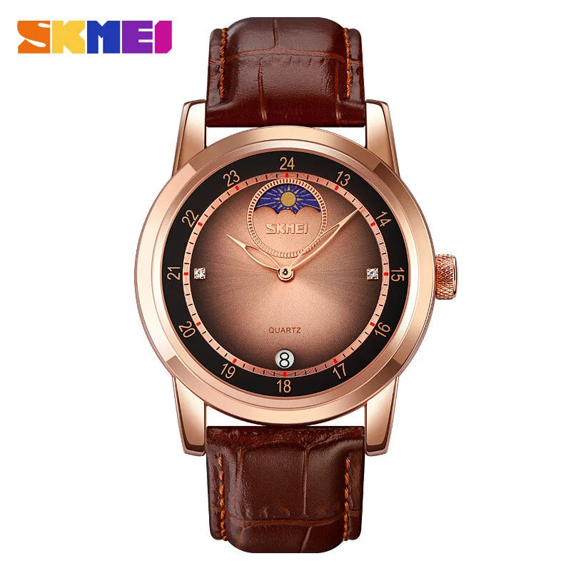 Moon Phase BusinWaterproof Quartz Wristwatch Men Fashion Watch SKMEI 9300