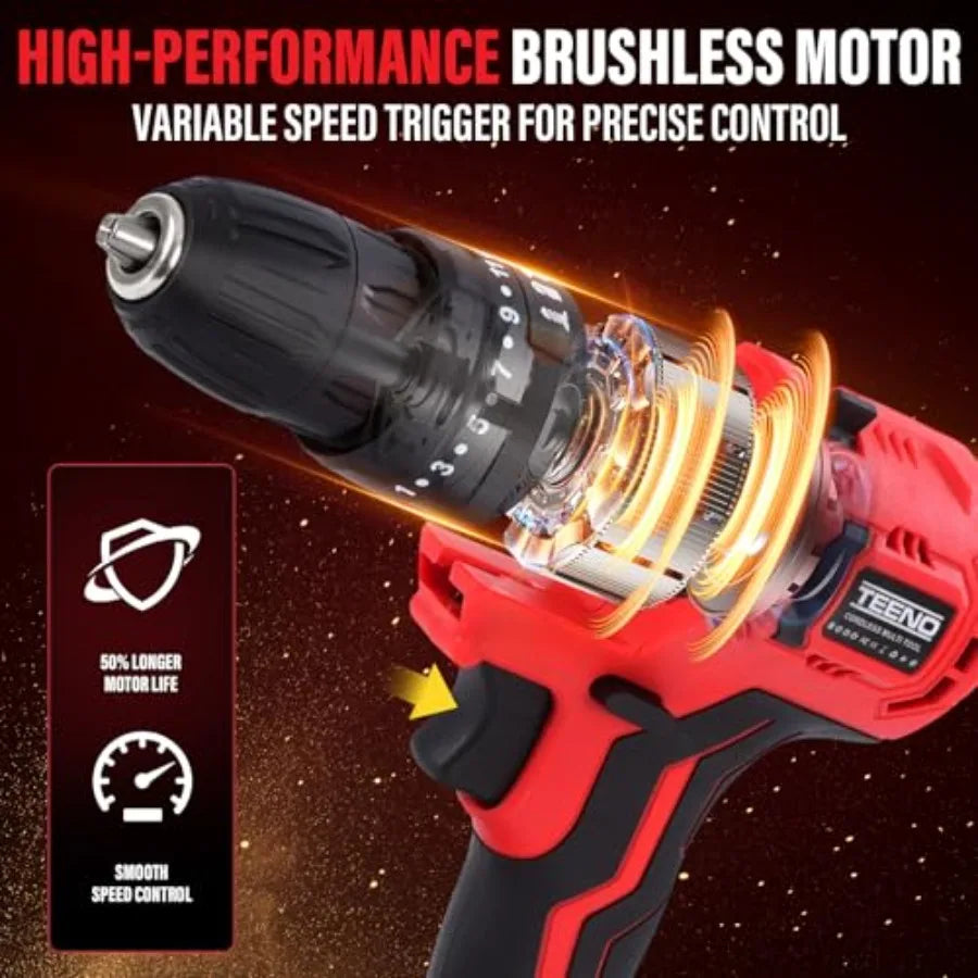 【Spot goods】20V Brushless Power Tool Combo Kit 6-in-1 Cordless Interchangeable Multi-Tool Set Drill Impact Wrench Oscillating T