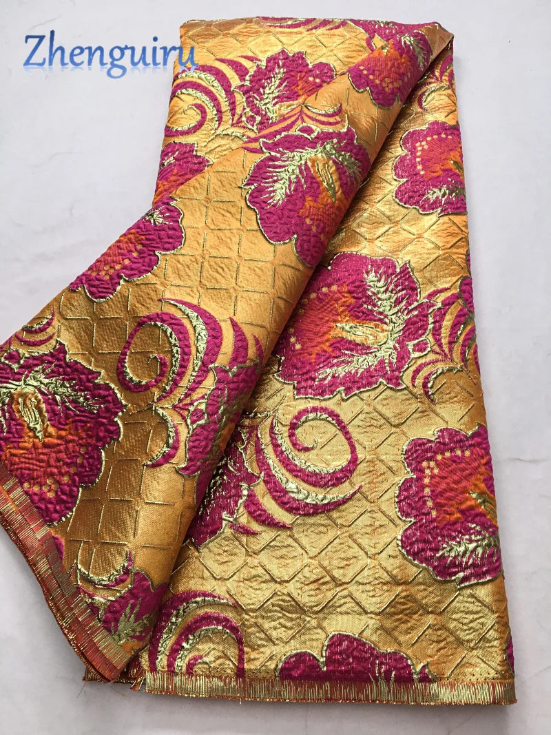 Luxury Nigerian Jacquard Lace Fabric Gilding French African Broacde Lace Fabric 2025 High Quality Damask Dress for Women A4085