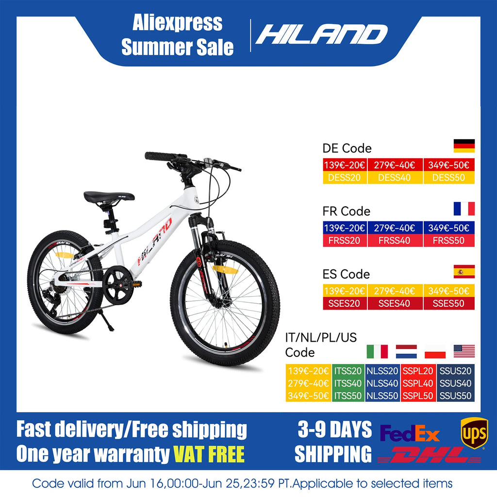 Hiland 20 26 27 Inch Mountain Bike for Women, 21 Speed with Lock-Out Suspension Fork, Dual Disc Brakes, Aluminum Frame MTB