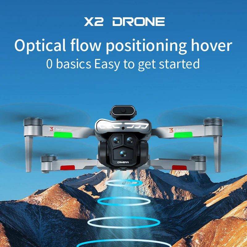 2026 X2 Promax Foldable Drone with HD 2.8'' Screen Controller Dual HD Cameras USB Charging Multi-Angle Shooting Real-Time Image Transmission LED Lights