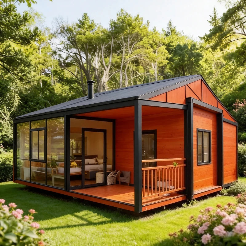 Hot Sale Mobile Tiny Home Forest Cabin Warehouse Barn Prefab House Expandable Steel Container House Sunroom Garden Rooms