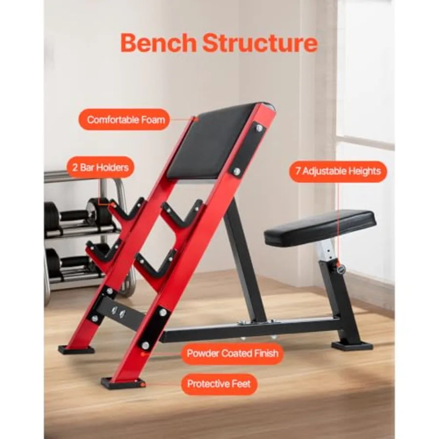 Preacher Curl Bench, Strength Training Benches, Max load 660 LBS Home Gym Fitness Equipment, Seated Arm Isolated Barbell Dumbbe