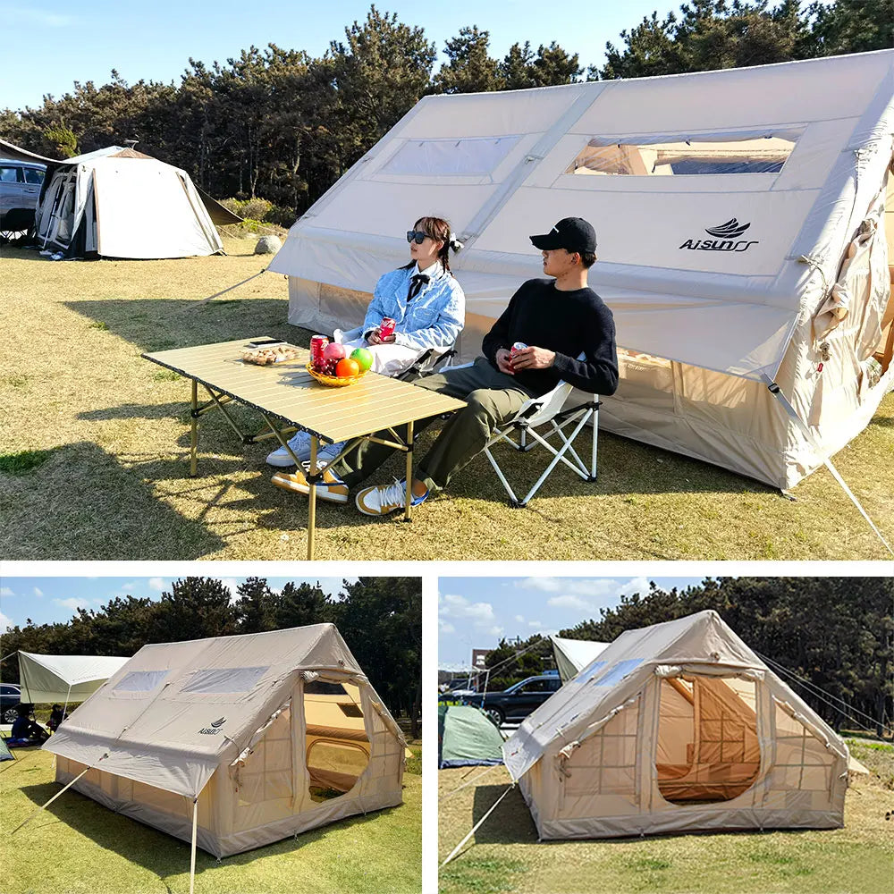 Camping Inflatable Tent for Family, PVC Skylight Air Tube, Camp Base Tents, 12 Square Meters, Large Space, 6-8 Person