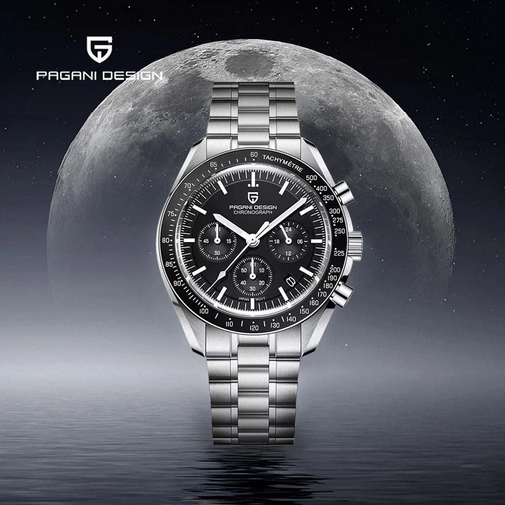 2025 New PAGANI DESIGN V6 Moon Men's Watches Luxury Quartz Watch For Men Chronograph AR Sapphire Waterproof VK63 Men Gift Clock