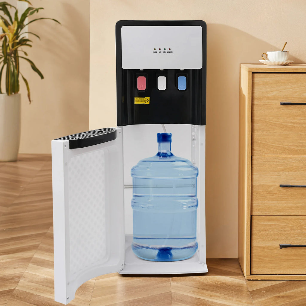 White Bottom Loading Water Cooler Dispenser,Hot & Cold Standing PP Water Dispenser Floor Standing for Home,Commercial
