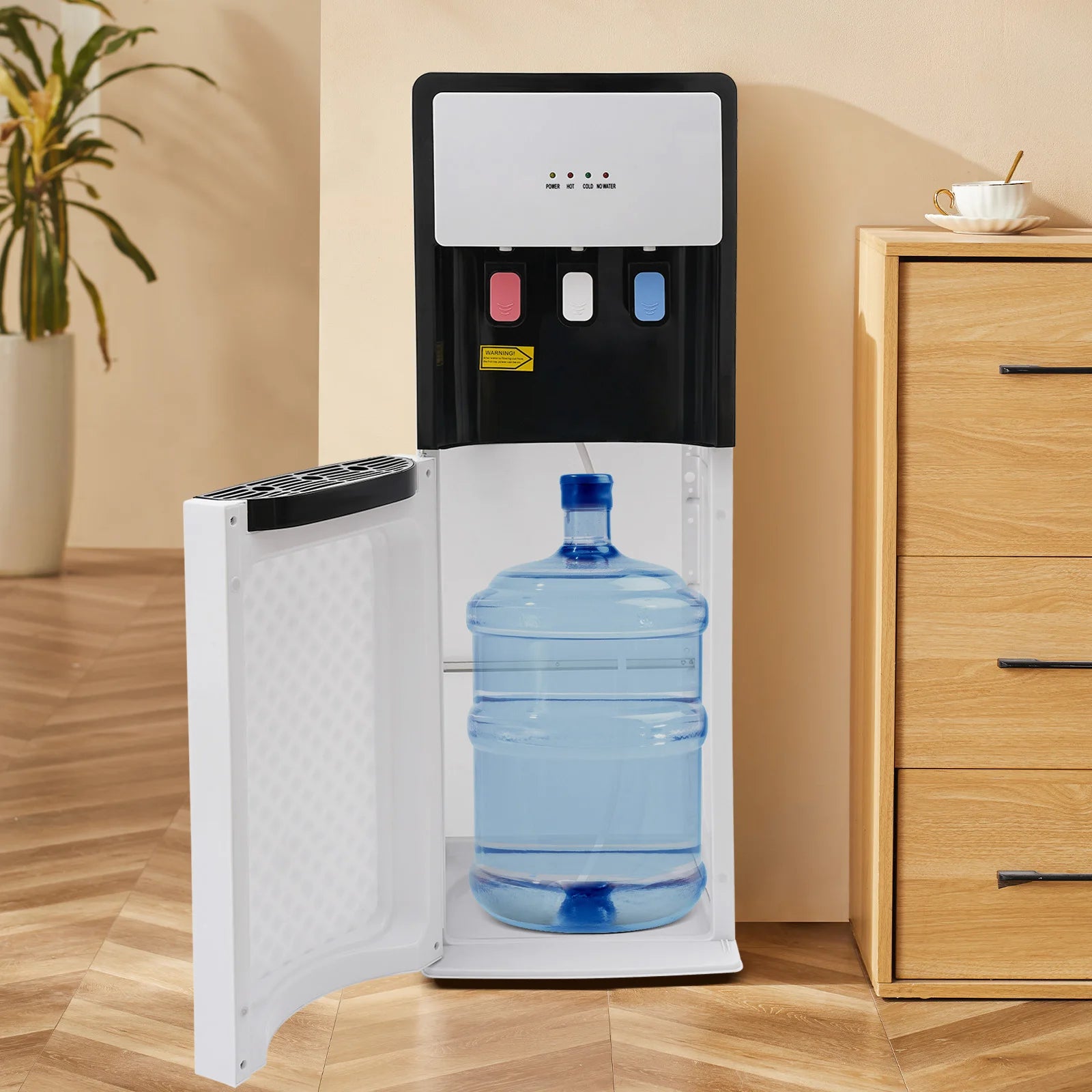 White Bottom Loading Water Cooler Dispenser,Hot & Cold Standing PP Water Dispenser Floor Standing for Home,Commercial