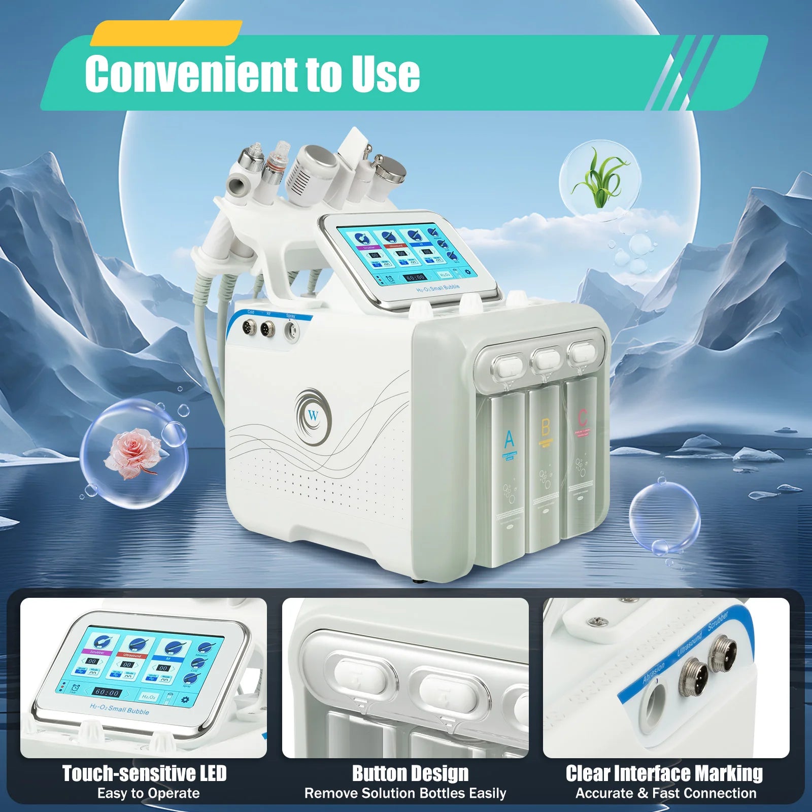 6-in-1 Hydrogen Oxygen Small Bubble Beauty Multifunction skin care Device Dermabrasion Rejuvenation Home Beauty Salons SPA