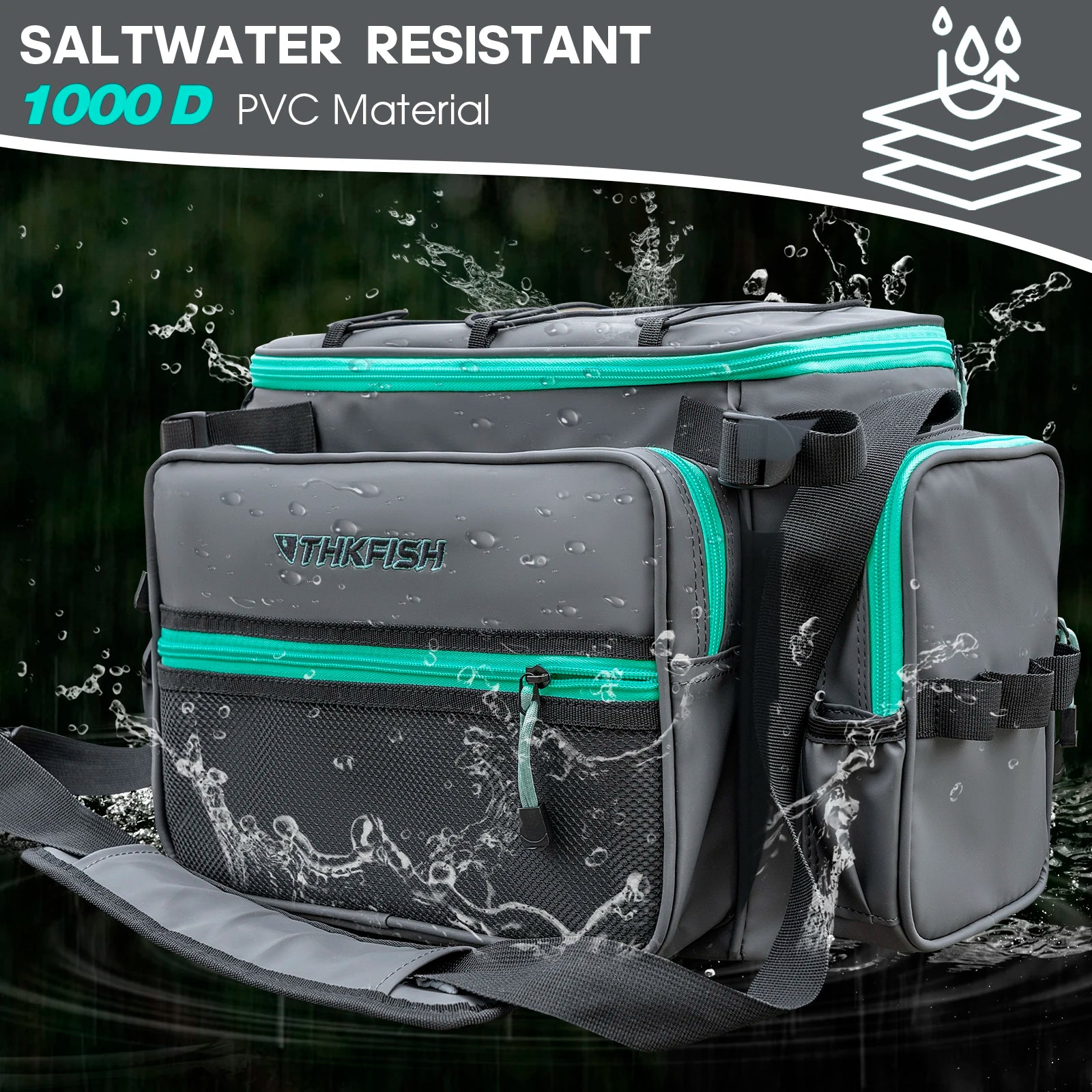 THKFISH Fishing Shoulder Bag Waterproof Fishing Tackle Bags Multifunctional Fishing Gear Lures Storage Pack Sling Bag