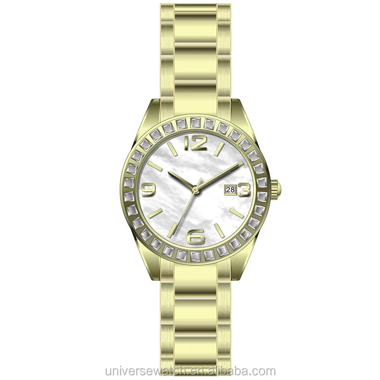 Build Your Own Design and logo Gold Lady Watch Luxury Japan or Swiss Movt 316L Stainless Steel U2625