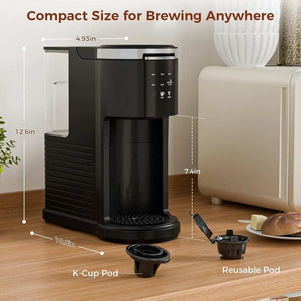Single Serve Coffee Maker, 2 in 1 Coffee Machine for K-Cup & Ground Coffee, 6 to 14oz Brew Sizes, Pod Coffee Makers with 40oz