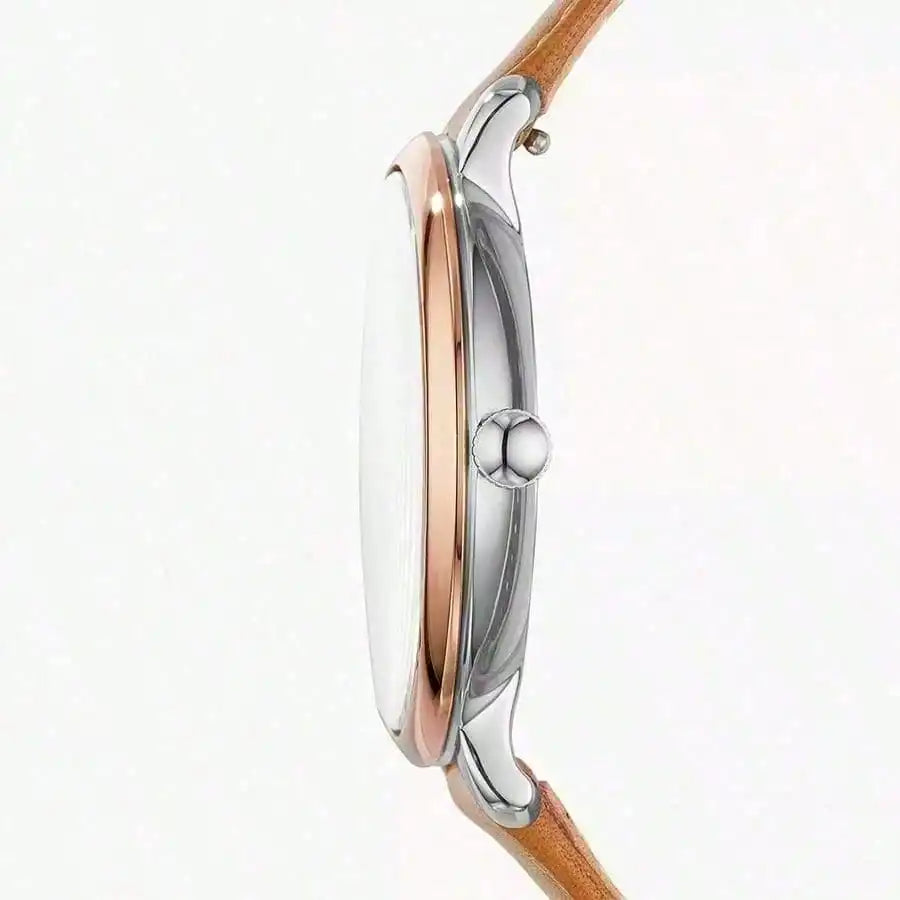 Fossil Woman Watches– 36 mm Blue Dial with Date Display, Brown Leather Band,  Vintage Aesthetic Gift Accessories