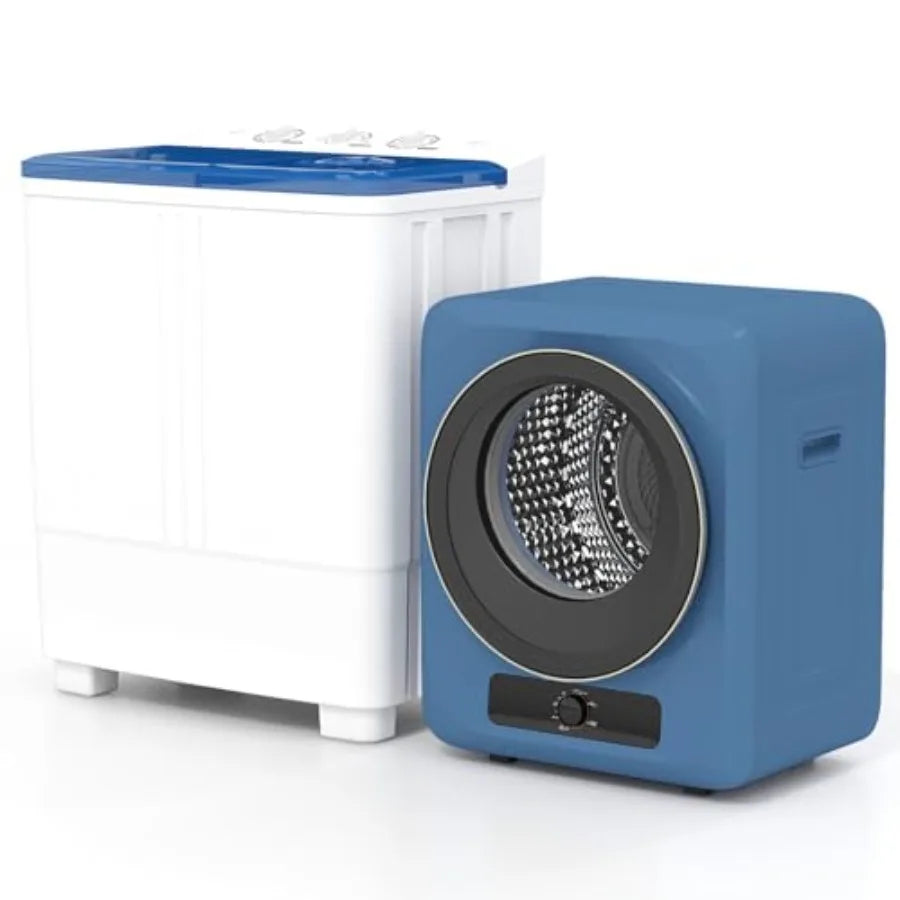 Portable washer and dryer combo for apartment, RV, dorm laundry use; blue twin tub unit with 20 lbs capacity and 1.5 cu.ft drye