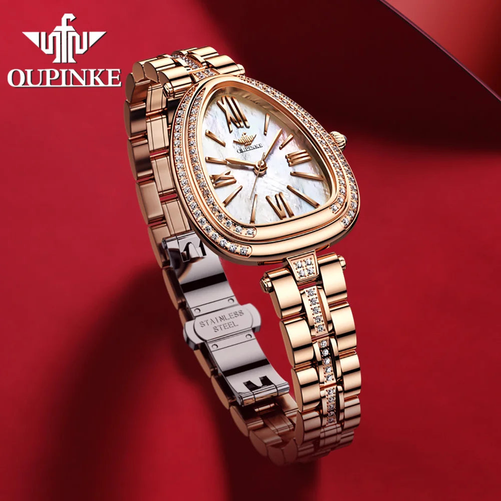 OUPINKE 3192 Watch For Women Luxury Waterproof Quartz Movement Ladies Hand Clock Diamond Steel Strap Fashion Wrist Watches