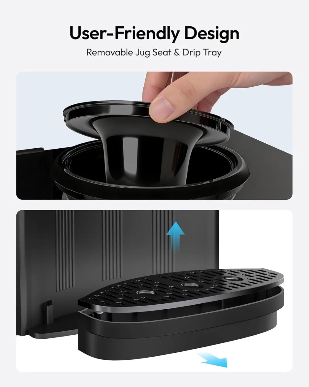 Top Load Water Dispenser for 3 or 5 Gallon Bottles, Countertop Cooler with 3 Temperatures, Hot & Cold Water, Child Safety Lock, Home Office Kitchen