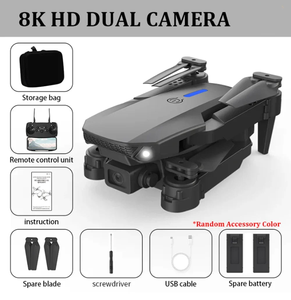 E88 Professional Wide Angle RC Dron HD 8K Camera Mode Foldable Helicopter Aircraft Quadcopter Drone Kid Gift Toys