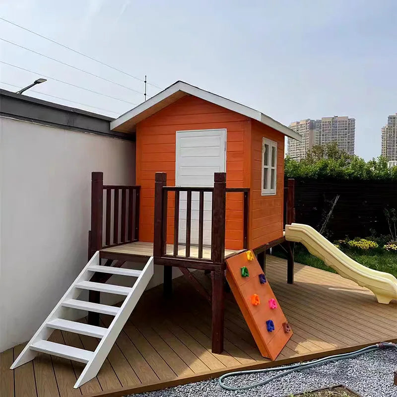 Kindergarten Playhouse Outdoor Assembly Slide Tree House Children Climbing Cabin Mobile Garden Gazebo Wooden House