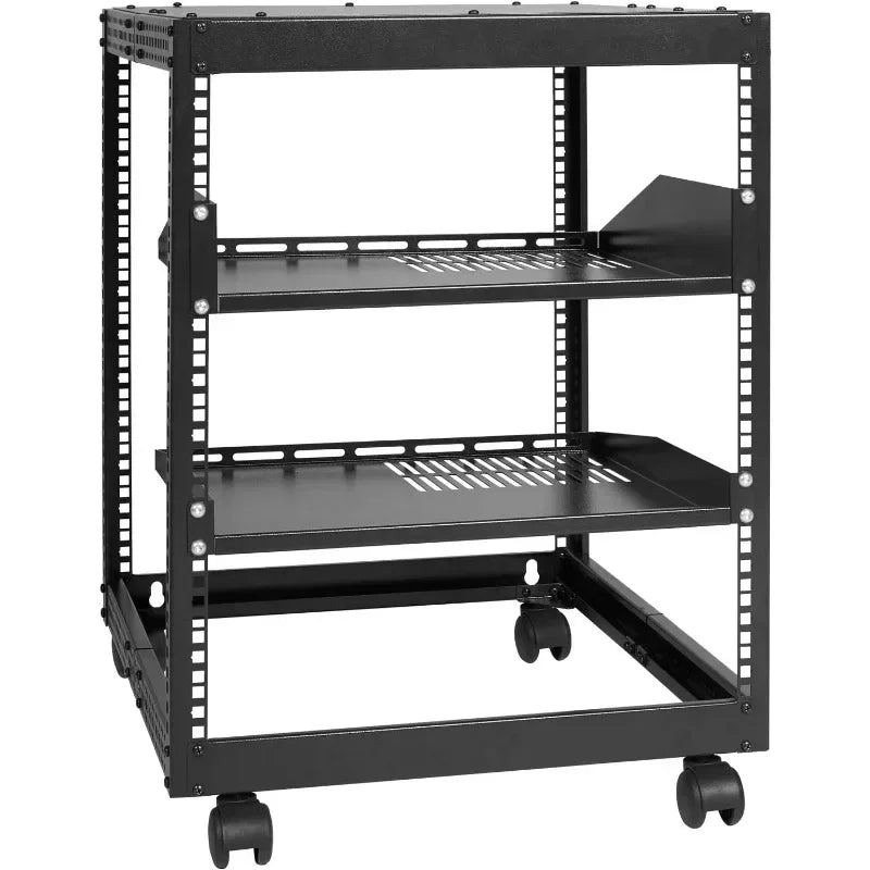 12U Open Frame Server Rack,23''-40'' Adjustable Depth, Free Standing or Wall Mount Network Server Rack, 4 Post AV Rack with NEW