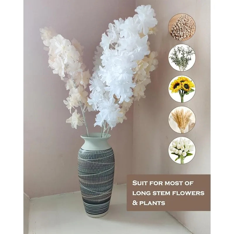 Ceramic Rustic Farmhouse Vase, 12.6" Large Vintage Flower vase for Home Decor, Tall Boho Textured Vases for Living Room, Table,