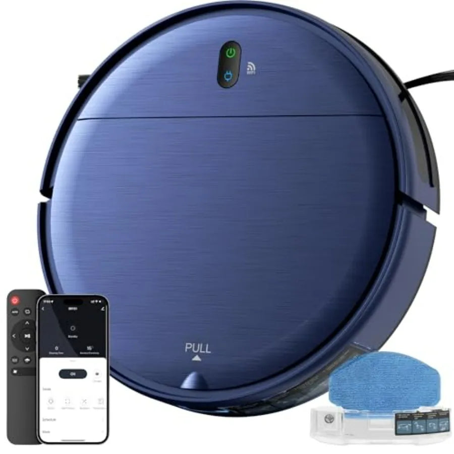 Vacuum Cleaner Robot X44 for hard floors and carpets, ABS plastic body, matte black finish, ultra-slim 7.8cm design with 2600Pa