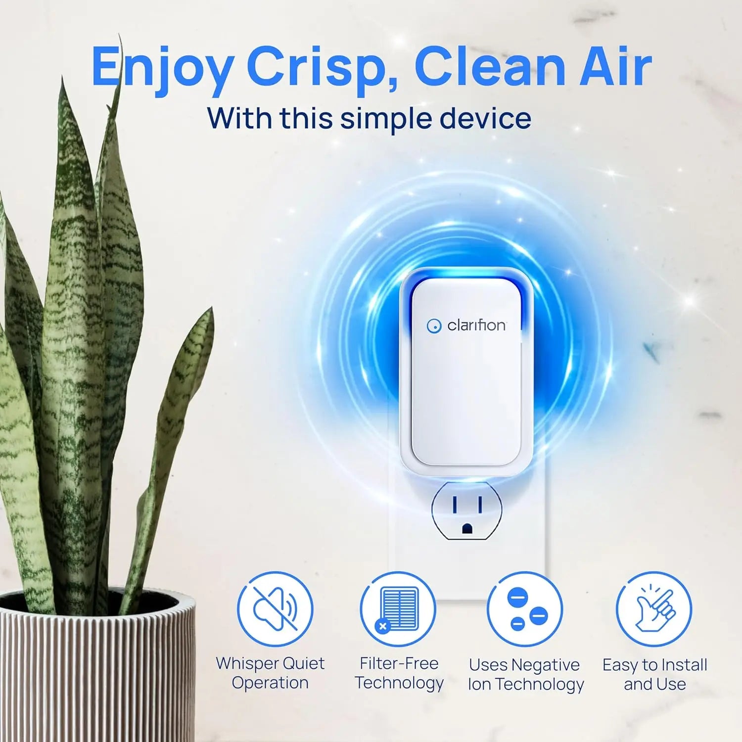 Negative Ion Air Purifier 3-Pack, Quiet Plug-In Freshener for Home, Bedroom, Office, Kitchen, Portable Odor & Smoke Eliminator
