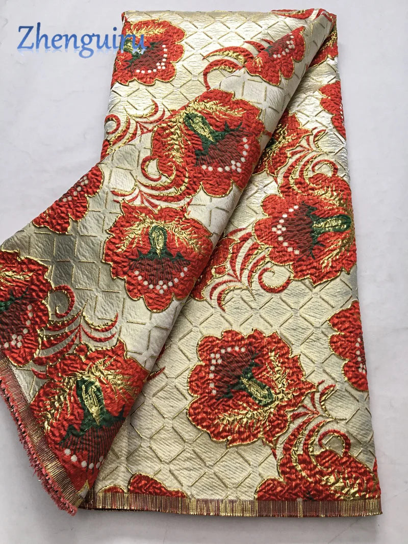 Luxury Nigerian Jacquard Lace Fabric Gilding French African Broacde Lace Fabric 2025 High Quality Damask Dress for Women A4085