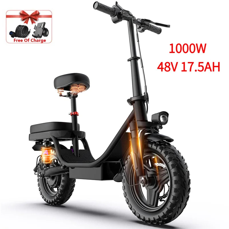 Electric Scooter 14 26 Inch 1000w 30-50mph 30-60miles 48v 10ah 15ah 17.5ah Battery,multiple Types Different Models Electric Bike