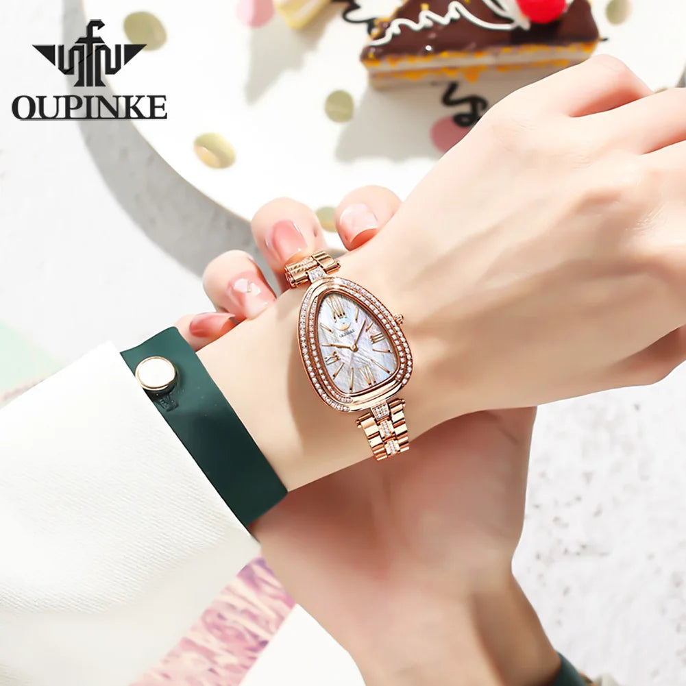 OUPINKE 3192 Watch For Women Luxury Waterproof Quartz Movement Ladies Hand Clock Diamond Steel Strap Fashion Wrist Watches