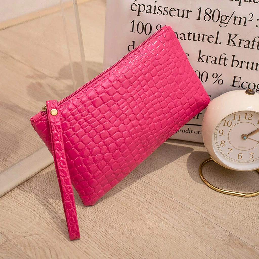 Fashion Women Artificial Leather Underarm Phone Bags Envelope Clutch Bag Card Holder Purse Solid Colors New Thin Clutch Bag