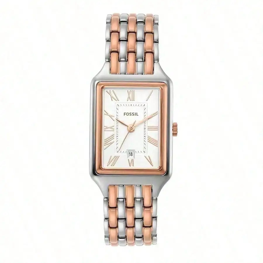 Fossil Woman Watches Stylish And Elegant, Date Display, Quartz Movement, Rectangular Dial, Stainless Steel Strap, Business Watch