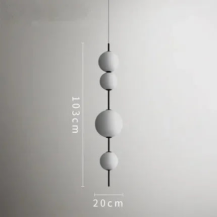 Modern Designer LED White Glass Beads Pendant Chandelier Cafe Bar Bedroom Kitchen Round Ball Hanging Lighting Fixture Home Decor