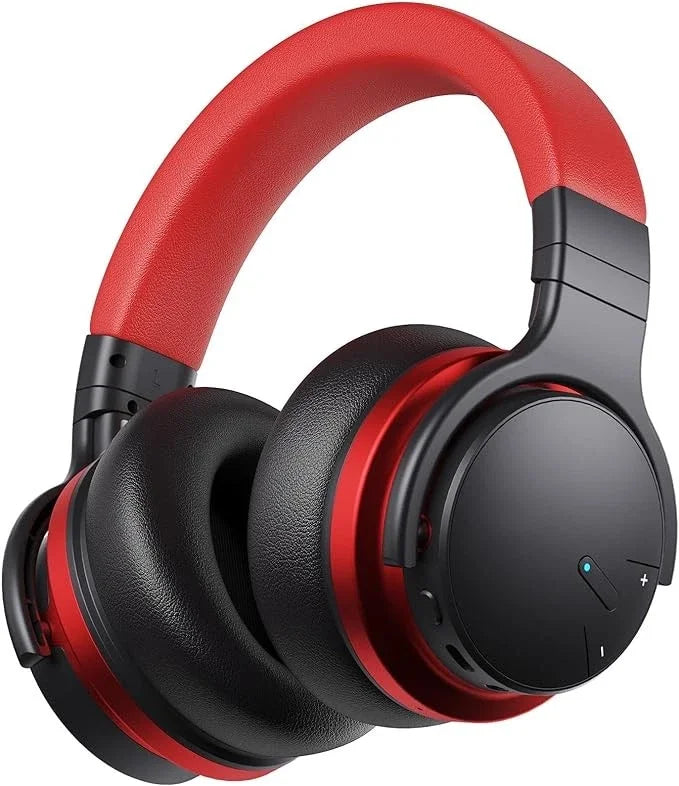 COMMALTA Active Noise Cancelling Over Ear Bluetooth Headphones - Brilliant Red