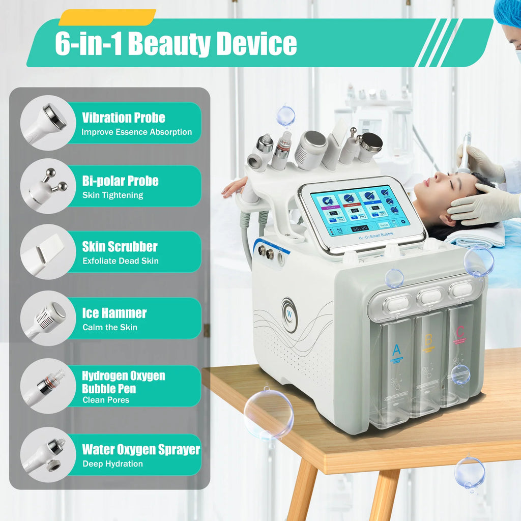 6-in-1 Hydrogen Oxygen Small Bubble Beauty Multifunction skin care Device Dermabrasion Rejuvenation Home Beauty Salons SPA